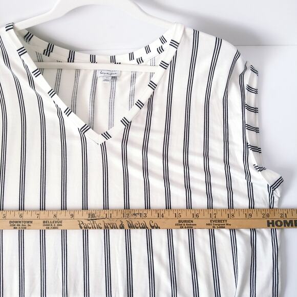 Love Fire L Sleeveless Top Muscle Tee Hi-Lo Hem Tie Front Stripes Soft Stretchy - Picture 9 of 10